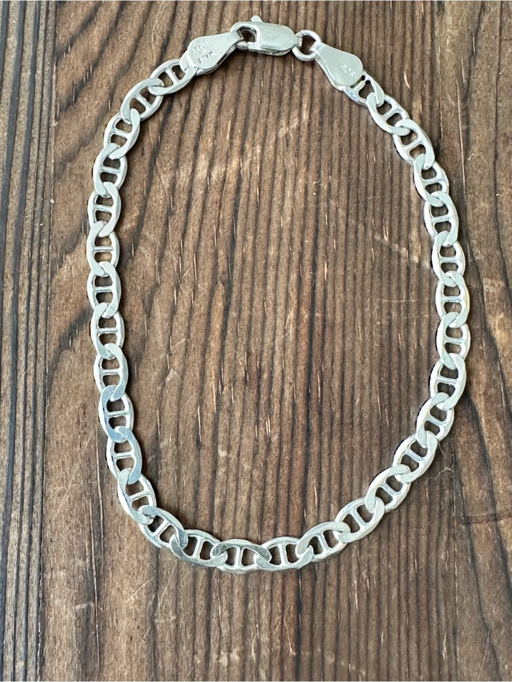 VINTAGE 925 Italian Sterling Silver 7.5 Inch Mariner Bracelet